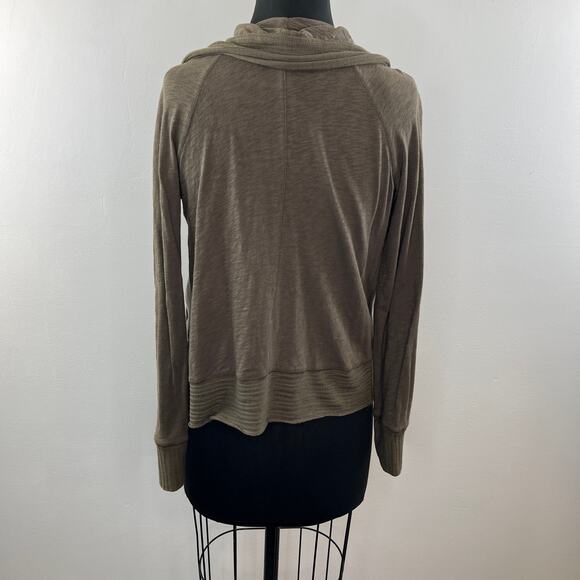 Anthropologie TINY Olive Green Long Slv Oversized Collar Open Front Cardigan XS - Picture 6 of 9